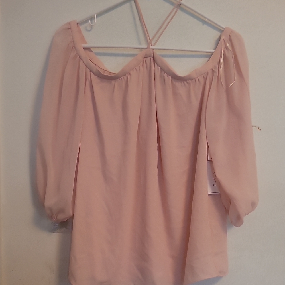 1.STATE Blush Off-Shoulder Top